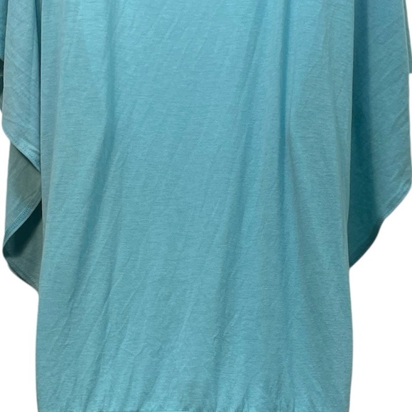 Maurices Boho Aqua/Teal Drape Top with Embroidery Around V Neck Size Plus 0 - Picture 9 of 12